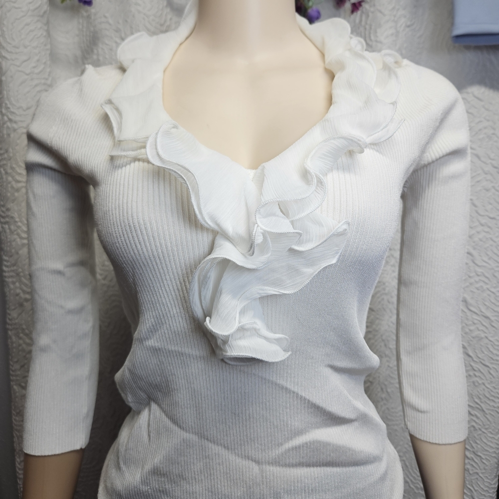 Adrienne Vittadini Cream Textured Top